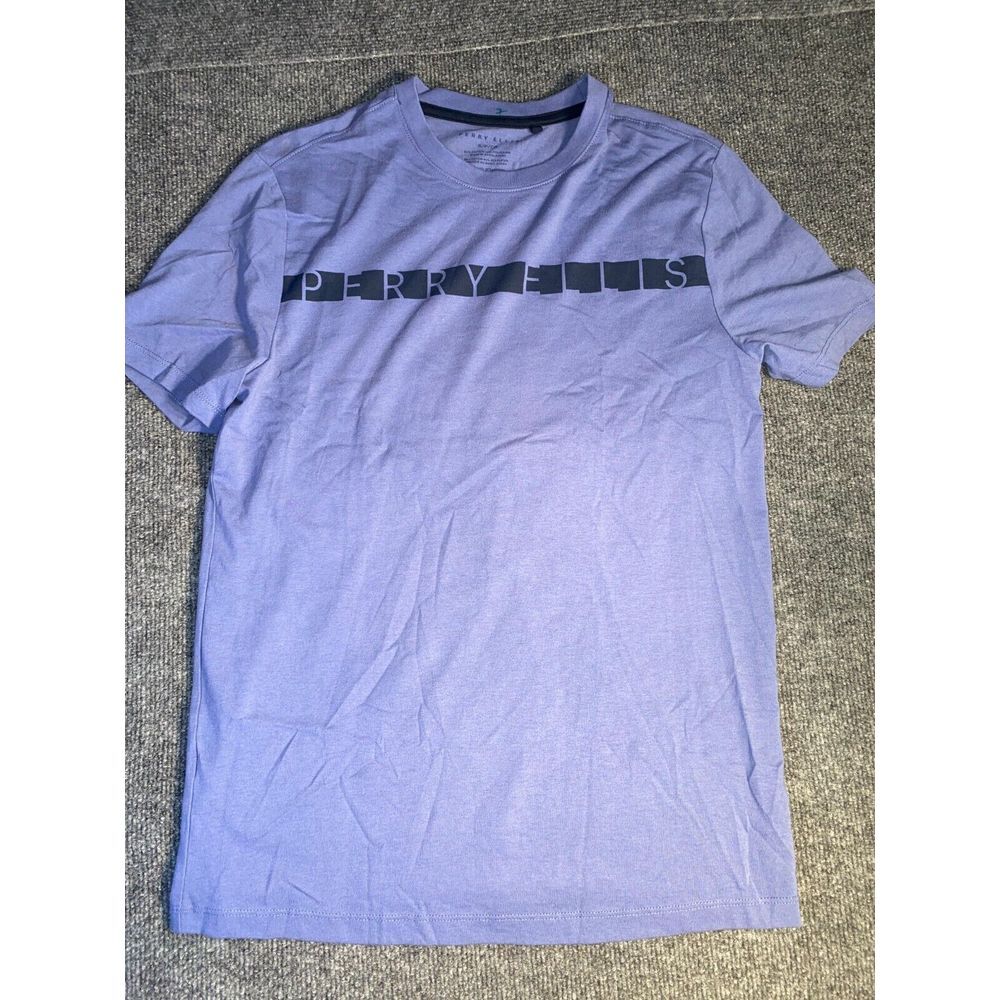 Perry Ellis Tee Shirt Mens Small Purple Cotton Short Sleeve Crew Neck Pullover